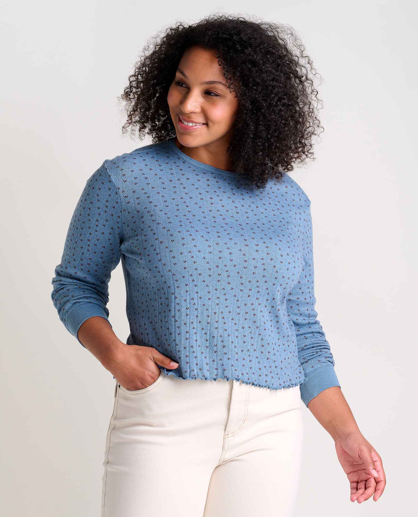 Foothill Pointelle Long Sleeve Crew