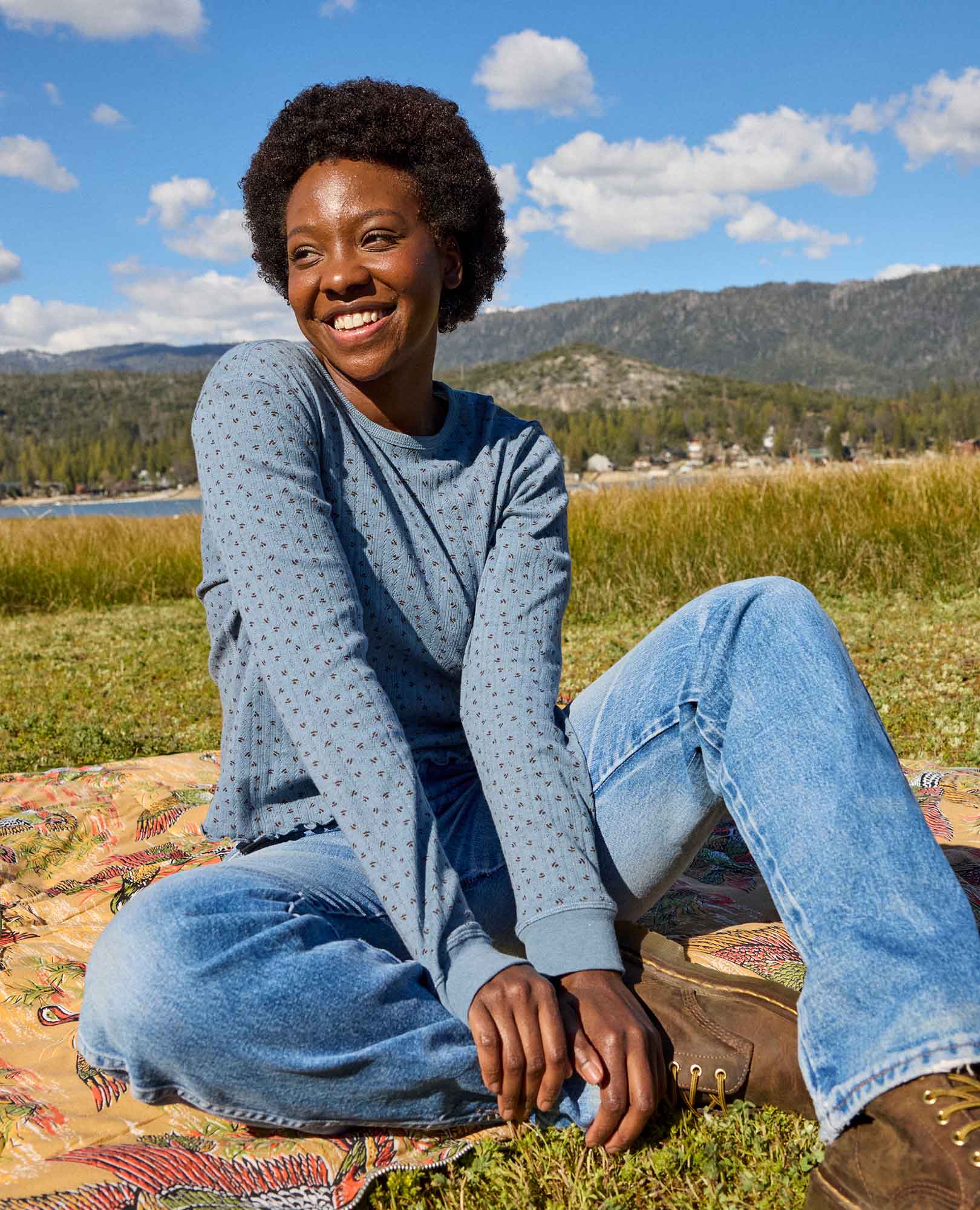 Foothill Pointelle Long Sleeve Crew